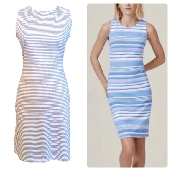 J. McLaughlin Sophia Dress Stripes White Gray Black Medium - Picture 10 of 10